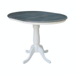 36" Extension Table Top w/ 36"H Traditional Pedestal w/Extension in Heather Gray/ White