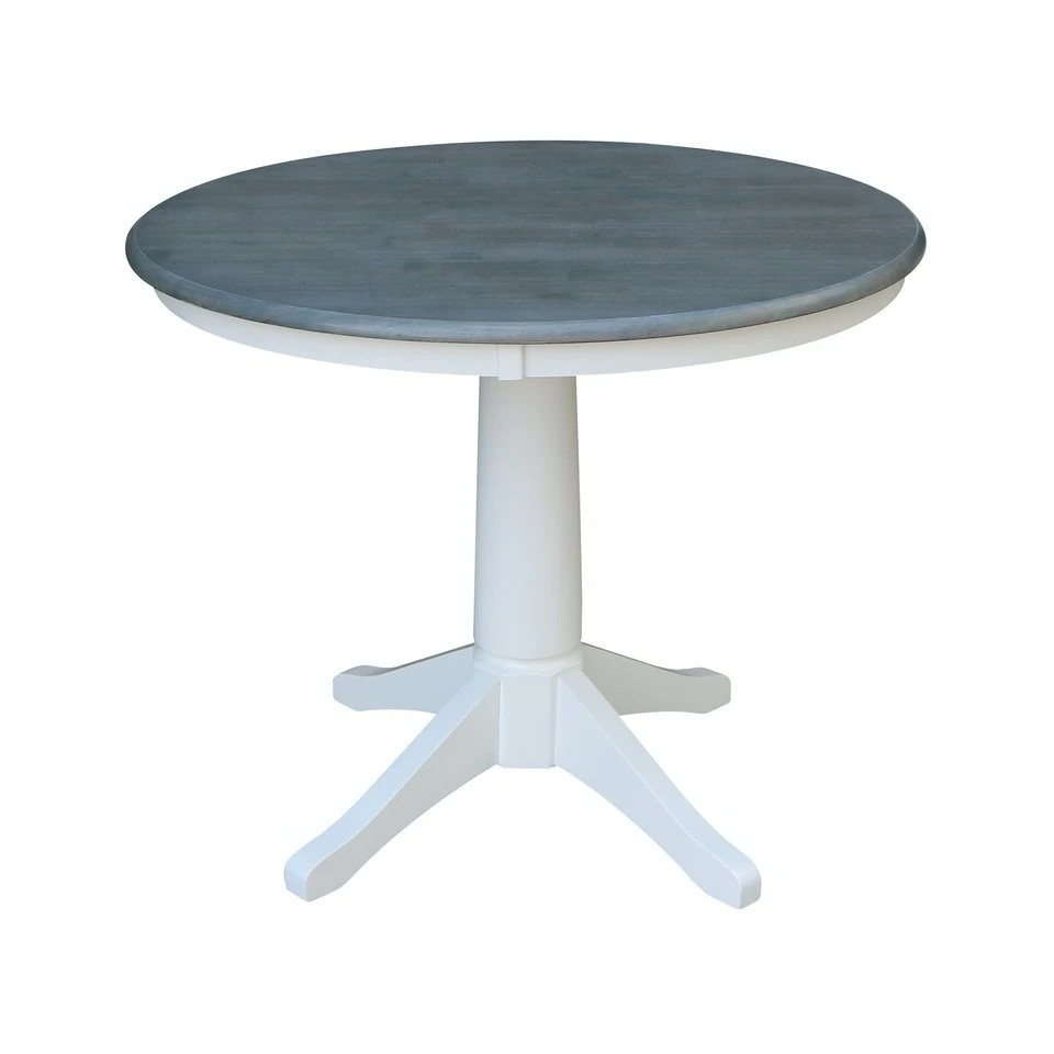 b14fa75700e1e3447e6e07747678855f 36'' Round Table Top w/ Transitional Pedestal in Heather Gray & White - Image 1