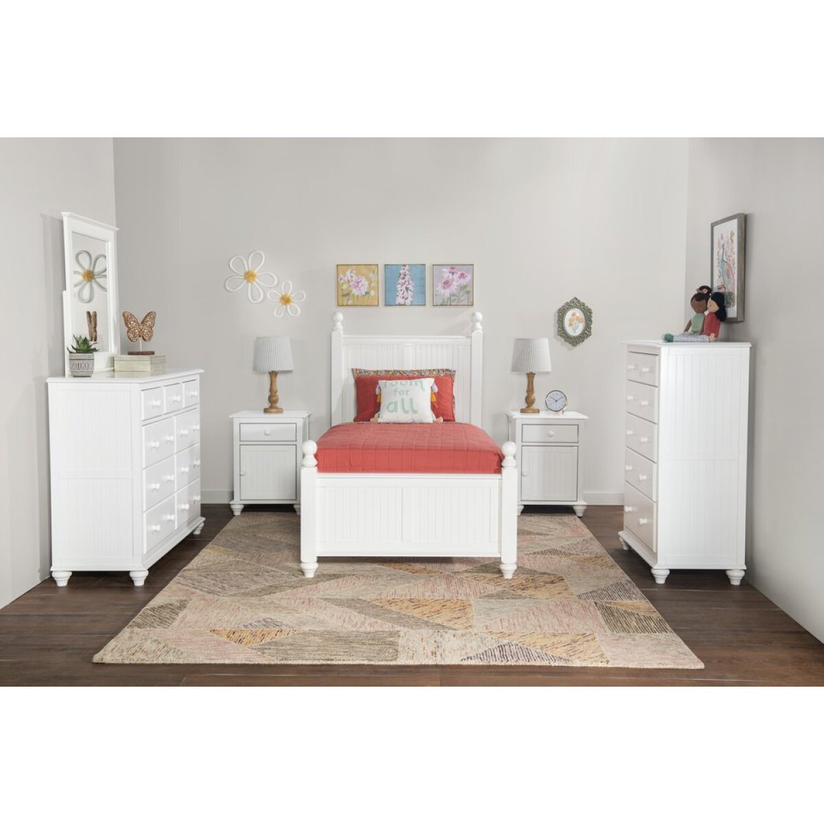 b29d46009c85d6bd792e19dd2ab4d9dd Tykes Bedroom - Pure White Cottage Twin Bed - BD08-201TFN - Image 1