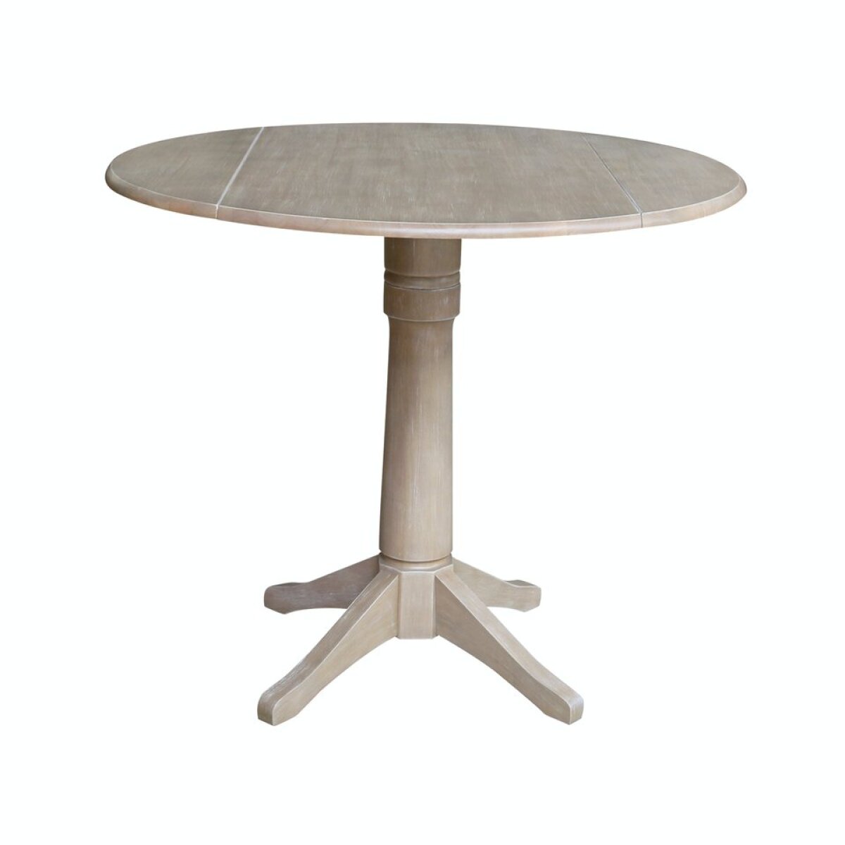 b5d2ae3f9001c5ec73f7d0d928766408 Dining Essentials - 42" Drop Leaf Table Top w/36"H Transitional Pedestal w/ Extension in Taupe Gray - Image 1