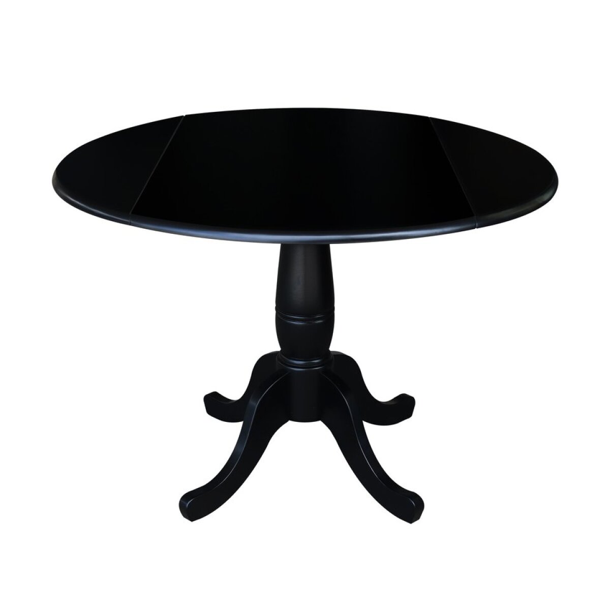 b9caa3cc3b559cc203e2b1ac38cc4a85 Dining Essentials - 42" Drop Leaf Table Top w/30"H Traditional Pedestal in Black - Image 1