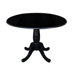Dining Essentials - 42" Drop Leaf Table Top w/30"H Traditional Pedestal in Black