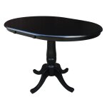 Dining Essentials - 36" Extension Table Top w/30"H Traditional Pedestal in Black