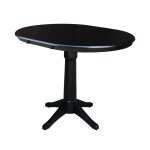 Dining Essentials - 36" Extension Table Top w/36"H Transitional Pedestal w/ Extension in Black
