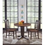 Dining Essentials - 30"Round Solid Top w/30"H Aria Pedestal in Hickory / Coal - T145-23B