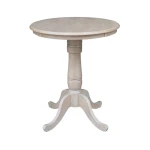 Dining Essentials - 30''Round Table Top w/36"H Traditional Pedestal w/Extension in Taupe Gray
