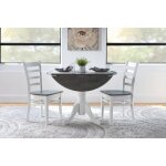 Dining Essentials -Round Drop Leaf Pedestal Table in Heather Gray & White - Image 3