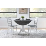 Dining Essentials -Round Drop Leaf Pedestal Table in Heather Gray & White - Image 2