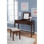 Tykes Collection- Upholstered Vanity Bench in Espresso - Image 5