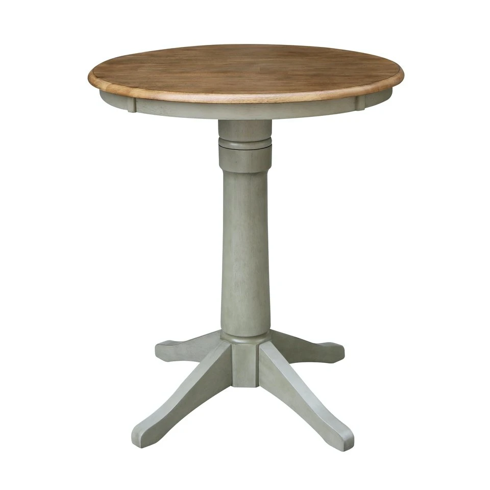 dbe6f730ee6375b945f8692468532be8 Dining Essentials - 30'' Round Table Top w/ 36" Transitional Pedestal w/ Extension in Hickory/Stone - Image 1