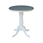 30'' Round Table Top w/ 36" Traditional Pedestal w/Extension in Heather Gray & White