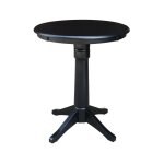 Dining Essentials - 30'' Round Table Top w/36"H Transitional Pedestal w/Extension in Black