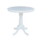 Dining Essentials - 36'' Round Table Top w/36"H Traditional Pedestal w/ Extension in Pure White