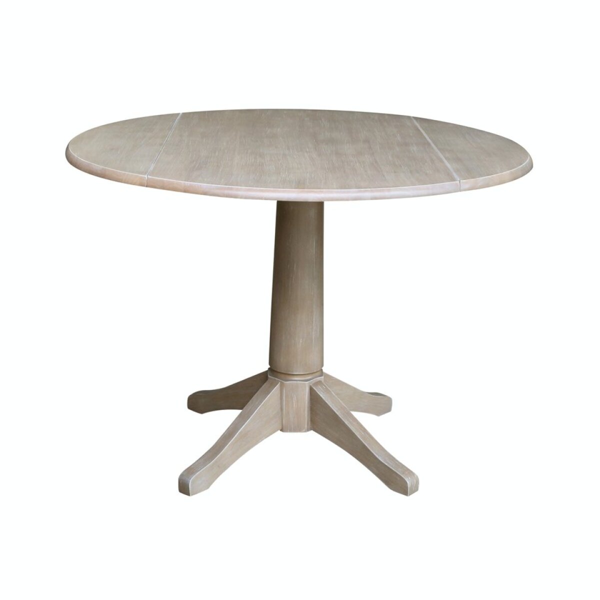 e40a3753076cbf3d88034caaad59d13a Dining Essentials - 42" Drop Leaf Table Top w/ 30"H Transitional Pedestal in Taupe Gray - Image 1