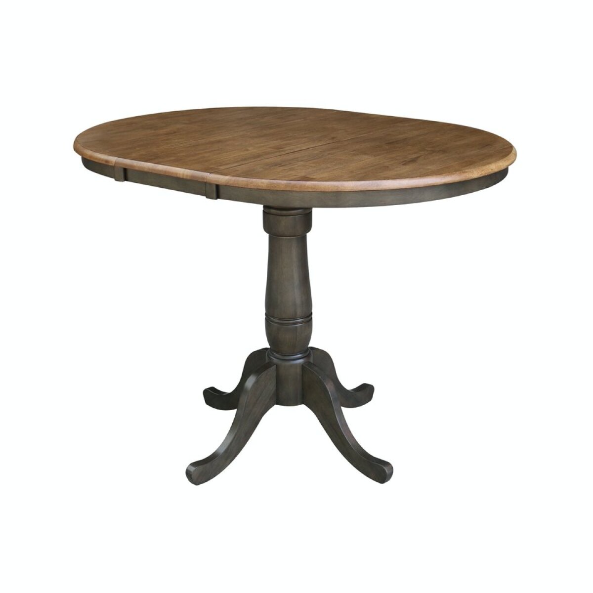 ec0b2f4a2867e6643ecc6db55391f20a Dining Essentials - 36" Extension Table Top w/36"H Traditional Pedestal w/Extension in Hickory/Coal - Image 1