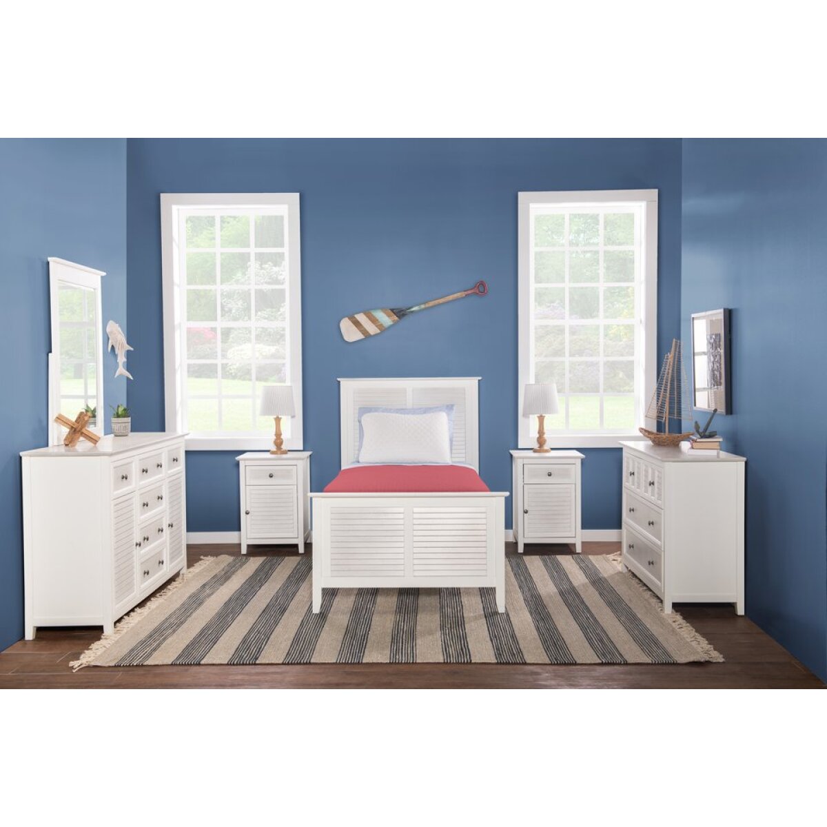 f0655c70c50fd6bc59e1766d28c5c52f Tykes Bedroom - Chalk & White High Tide 90° Twin Bed - BD128-1201TH - Image 1