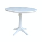 Dining Essentials - 36" Extension Table Top w/ 36"H Transitional Pedestal w/Extension in Pure White - T08-36RXT