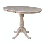 Dining Essentials - 36" Extension Table Top w/36" H Traditional Pedestal w/Extension in Taupe Gray