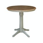 Dining Essentials - 36'' Round Table Top w/ 36"H Transitional Pedestal w/ Extension in Hickory / Stone