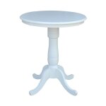 30'' Round Table Top w/ 36"H Traditional Pedestal w/ Extension in Pure White - T08-30P