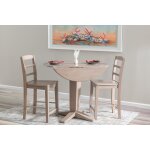 Dining Essentials - 42"Round Drop Leaf Top w/36"H Aria Pedestal in Taupe Gray - T09-42DPT