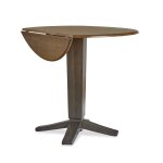 Dining Essentials - 42"Round Drop Leaf Top w/36"H Aria Pedestal in Hickory / Coal - T145-23B-36