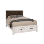 Lodge & Loft Wood Trim Upholstered Storage Bed - Sedona Brown Fabric