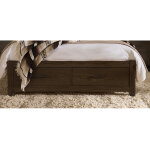 Lodge & Loft Wood Trim Upholstered Storage Bed - Ivory Cream Fabric - Image 3