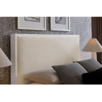Lodge & Loft Wood Trim Upholstered Bed - Ivory Cream Fabric - Image 4
