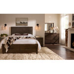 Lodge & Loft Wood Trim Upholstered Storage Bed - Sedona Brown Fabric - Image 4