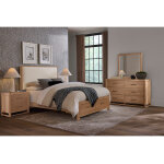 Lodge & Loft Wood Trim Upholstered Storage Bed - Ivory Cream Fabric - Image 4