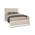 Lodge & Loft Wood Trim Upholstered Bed - Ivory Cream Fabric