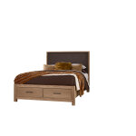 Lodge & Loft Wood Trim Upholstered Storage Bed - Sedona Brown Fabric
