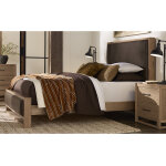 Lodge & Loft Wood Trim Upholstered Bed - Sedona Brown Fabric