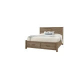 Cool Rustic Queen Plank Bed With Footboard Storage - 172-558-050B-502-555