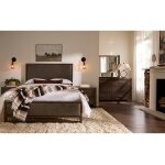 Lodge & Loft Wood Trim Upholstered Bed - Sedona Brown Fabric in Cal King - 840-661Y-166Y-944-MS1 - Image 3