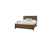 Cool Rustic Plank Bed With Footboard Storage in King - 170-668-066B-502-666