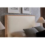 Lodge & Loft Wood Trim Upholstered Bed - Ivory Cream Fabric in Cal King - 842-661I-166I-944-MS1 - Image 6