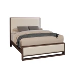 Lodge & Loft Wood Trim Upholstered Bed - Ivory Cream Fabric - 840-661I-166I-922-MS1