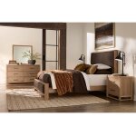 Lodge & Loft Wood Trim Upholstered Bed - Sedona Brown Fabric - 842-661Y-166Y-922-MS1 - Image 5