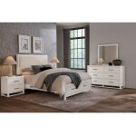 Lodge & Loft Wood Trim Upholstered Storage Bed - Ivory Cream Fabric - 844-551I-050B-502-555 - Image 3