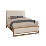 Lodge & Loft Wood Trim Upholstered Bed - Ivory Cream Fabric - 842-551I-155I-922
