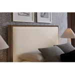 Lodge & Loft Wood Trim Upholstered Bed - Ivory Cream Fabric in Cal King - 840-661I-166I-944-MS1 - Image 3