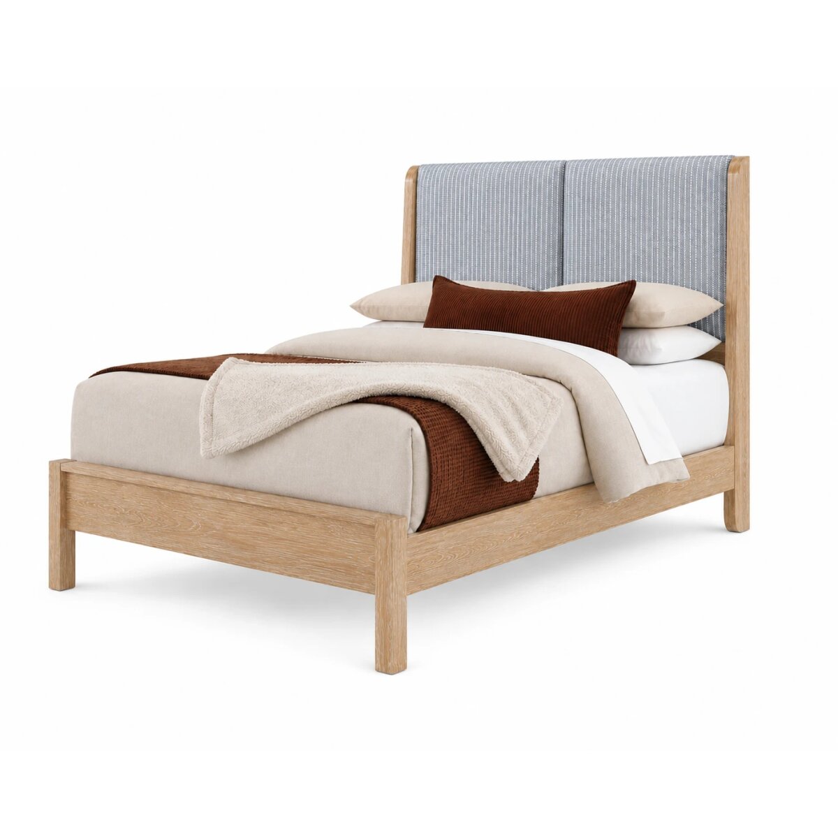 0c6c6ec328a3d5132dca79dc6b8704a6 King Shelter Uph Bed-Navy Stripe - Image 1