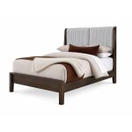 Queen Shelter Uph Bed-Grey Stripe
