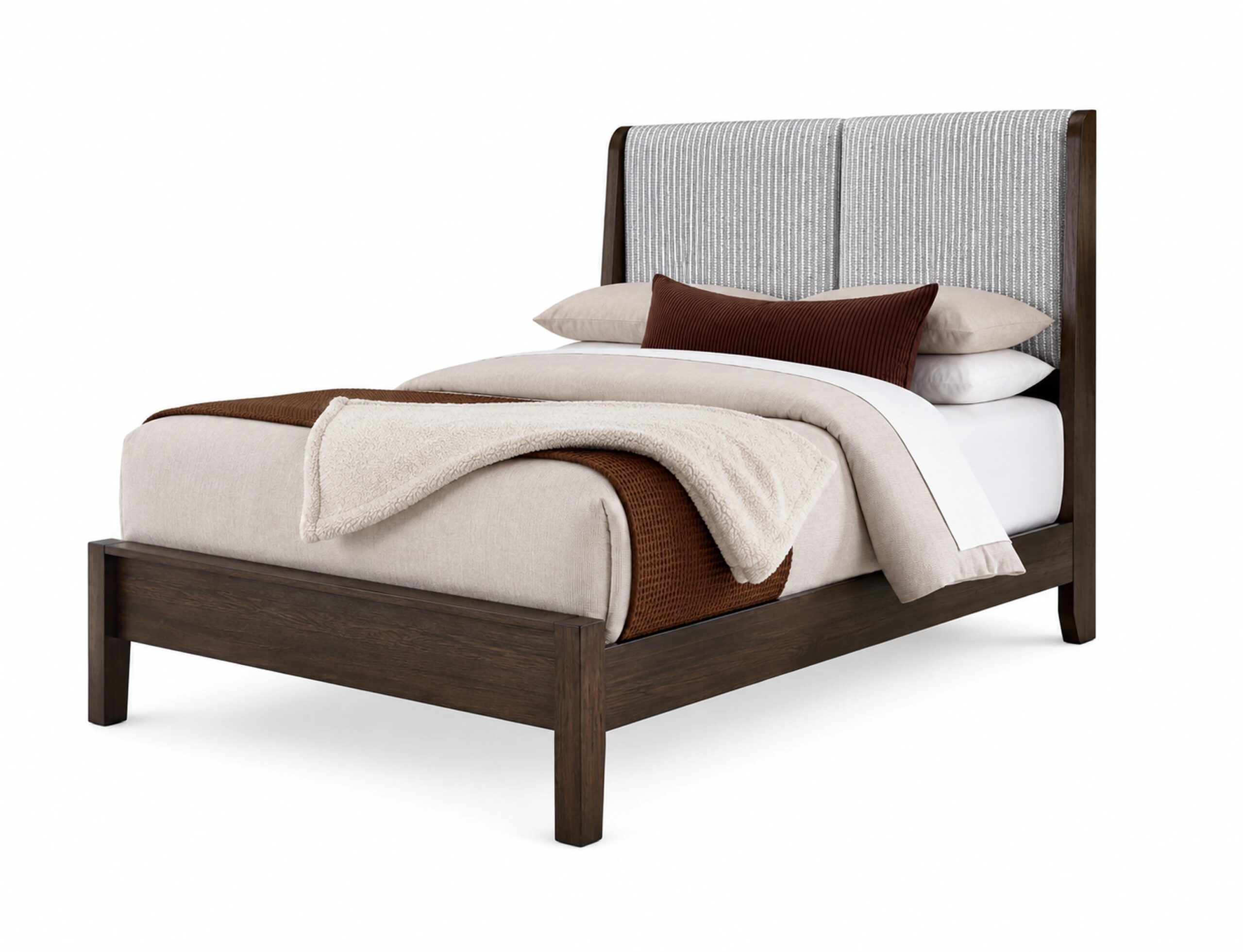 9ff7316b8dc311d6b8284af9de958e05 King Shelter Uph Bed-Grey Stripe - Image 1