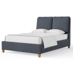 King Uph Bed-Navy Tweed