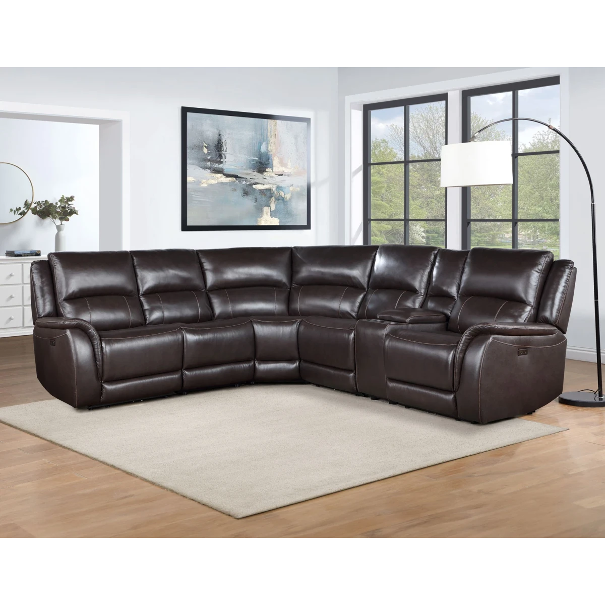 338ad34e5ade85323e616d37bce87d9b Alexandria Leather 6-piece Power Reclining Set, Chocolate - Image 1